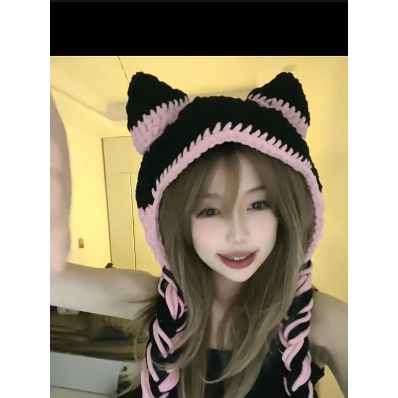 BEANIE CAT HAT/ Mũ len tai mèo handmade( Sẵn ship)