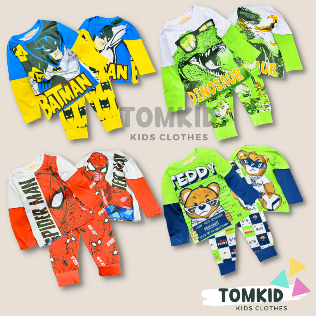 Bộ dài tay bé trai chất thun lạnh 3D LOẠI 1 dày dặn siêu nhân 9-42Kg TOMKIDS