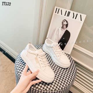 Giày thể thao nữ độn đế trắng đế cao 4cm slip on giày lười không cần buộc dây đế bằng da mềm ôm chân năng động, Lisa M80