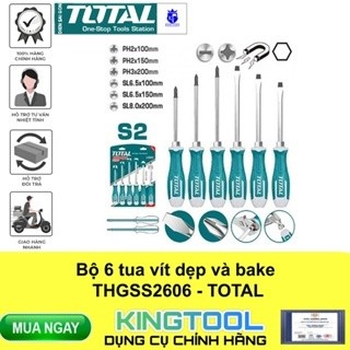 Bộ 6 tua vít dẹp và bake total - hàng chính hãng