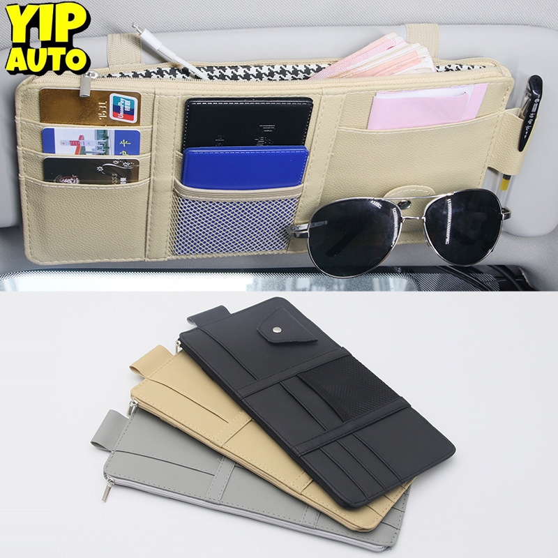 Túi kẹp tấm chắn nắng ô tô YIPAUTO Túi nhiều ngăn treo tấm chắn nắng Ví kẹp chắn nắng ô tô