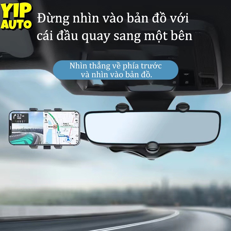 Kẹp điện thoại xe ô tô YIPAUTO Gía kẹp điện thoại gương chiếu hậu Giá đỡ điện thoại xoay 360 độ
