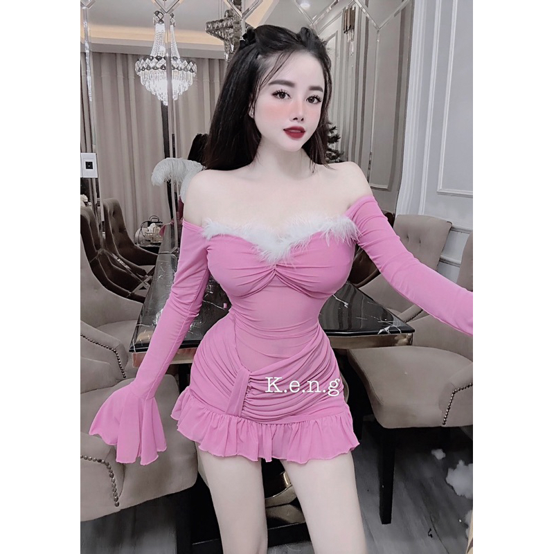 Đầm body lưới tay loe sexy mlem quá
