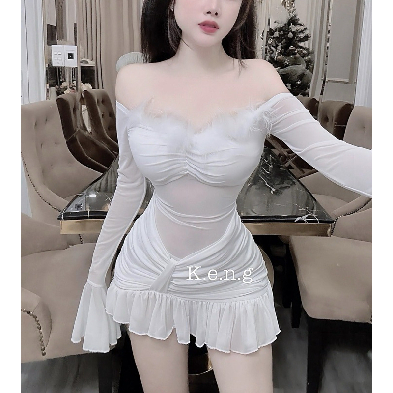 Đầm body lưới tay loe sexy mlem quá