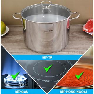 Nồi luộc gà inox 3 đáy Sunhouse SH28LG, nồi luộc gà bếp từ Sunhouse 28cm.