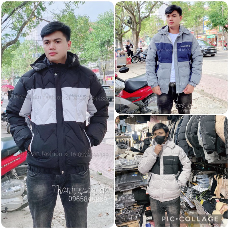 Hình thật KHOÁC PHAO NAM 3 lớp phối màu trẻ trung ấm áp mùa đông