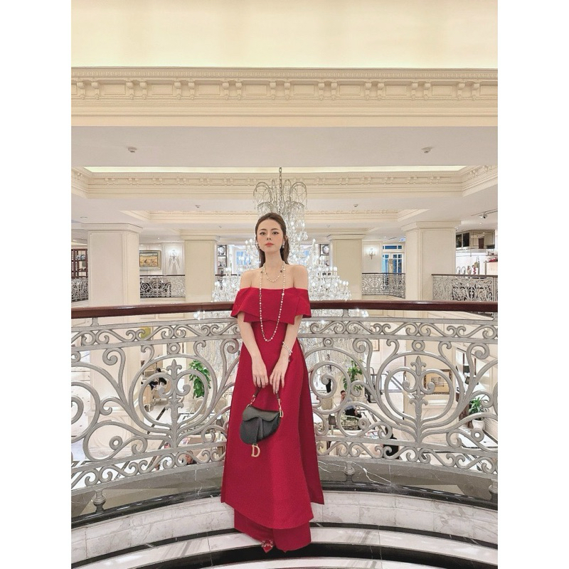 SÉT ÁO DÀI TAPTA ĐỎ BVAI |Kèm ảnh sàn thật💯