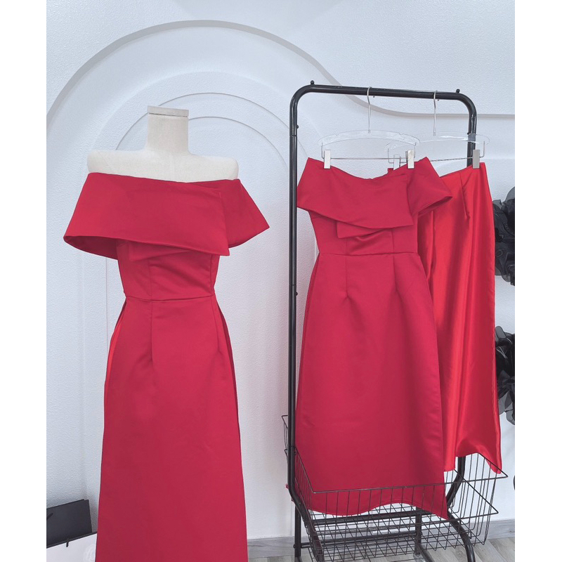 SÉT ÁO DÀI TAPTA ĐỎ BVAI |Kèm ảnh sàn thật💯