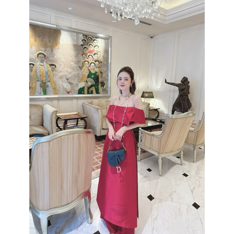 SÉT ÁO DÀI TAPTA ĐỎ BVAI |Kèm ảnh sàn thật💯