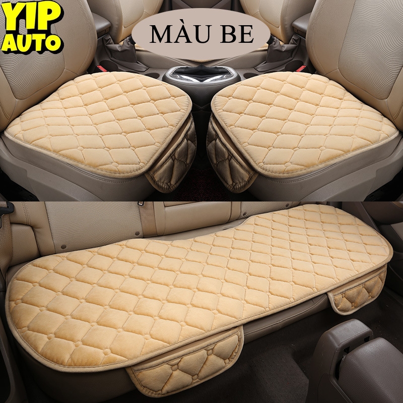 Bộ lót ghế xe ô tô YIPAUTO bộ nệm lót ghế xe ô tô miếng lót ghế xe màu be cà phê bộ lót ghế xe thời trang