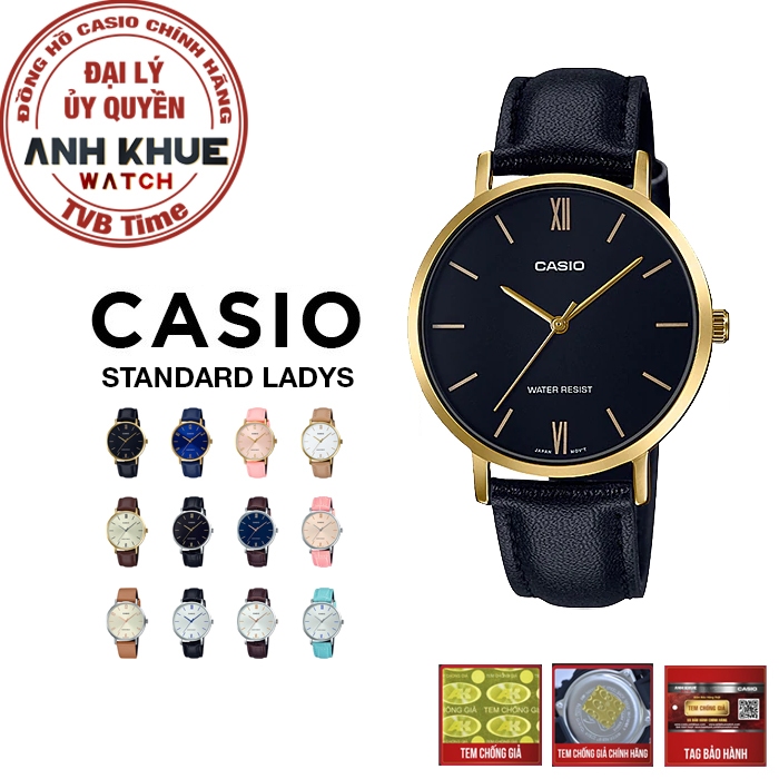 Đồng hồ nữ dây da Casio chính hãng LTP-VT01 Series (34mm)