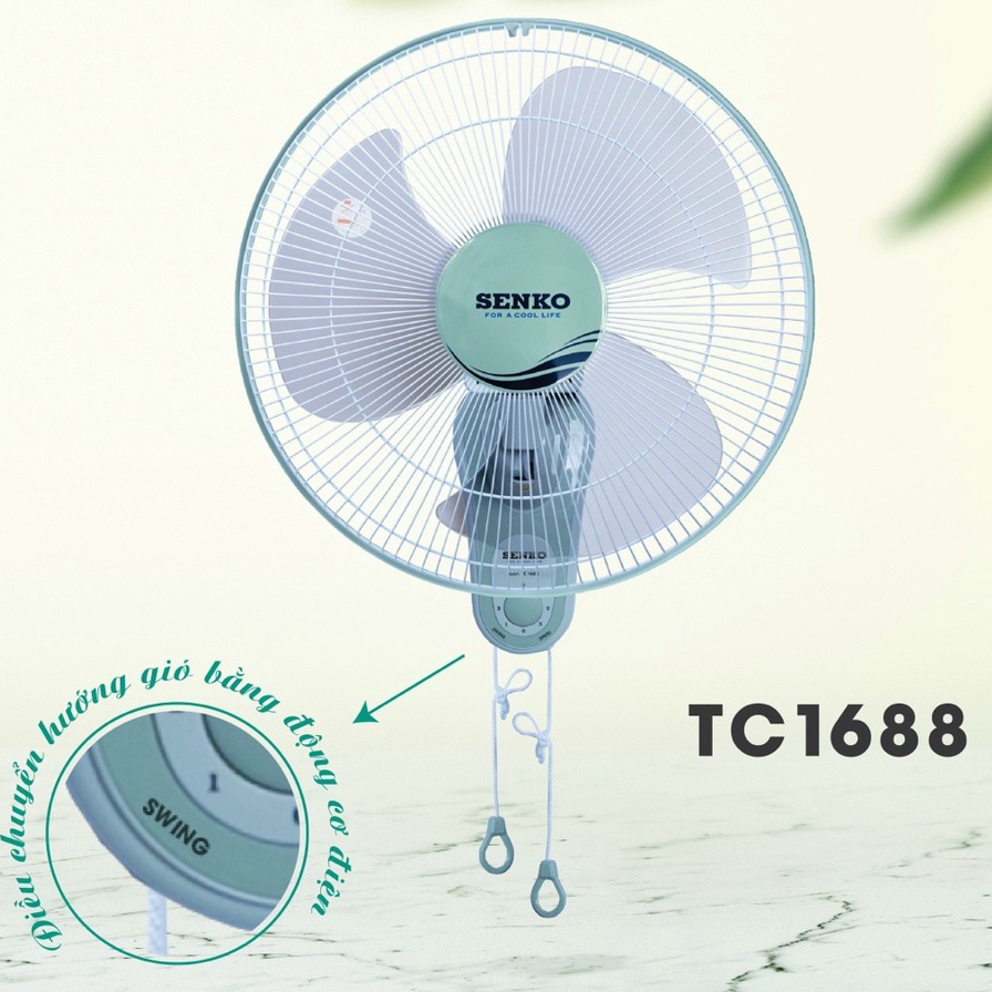 Quạt treo 2 dây Senko TC1626, TC1688 công suất 47w hàng chính hãng - Bảo Hành 12 tháng.