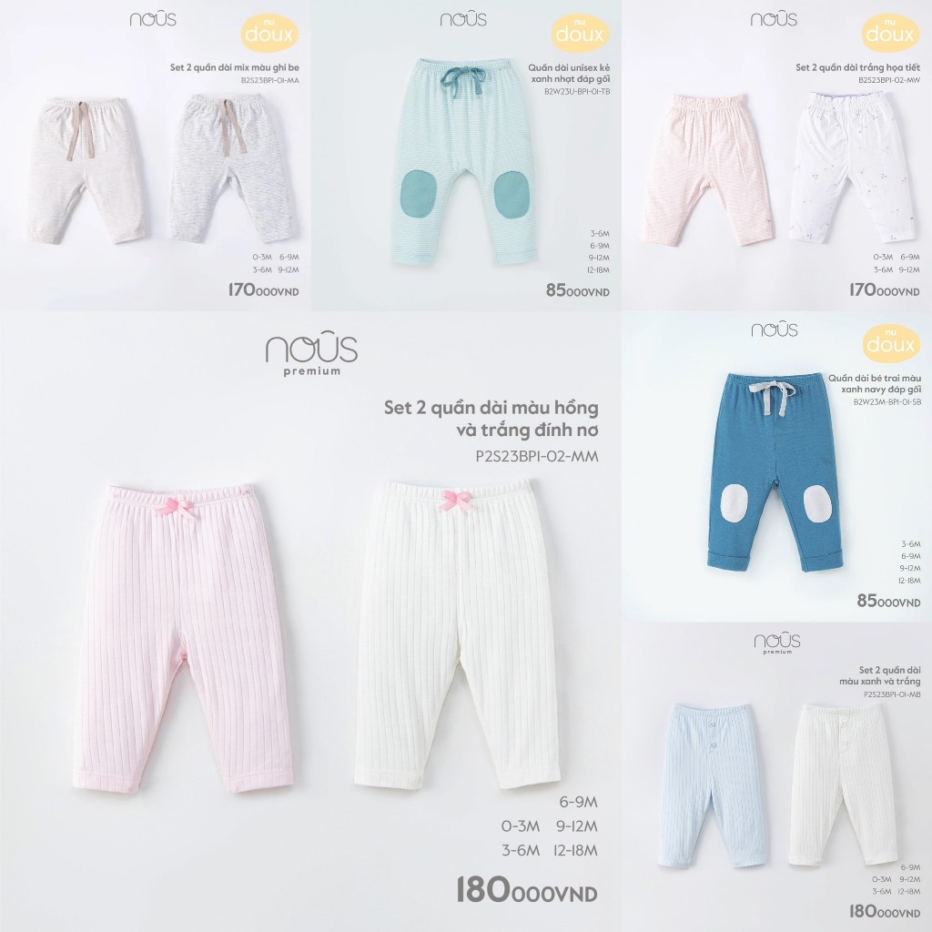 Nous Quần Lẻ Legging hãng Nous Cho Bé Trai Và Bé Gái Vải Mềm Mịn Từ Sơ Sinh Nhiều Mẫu