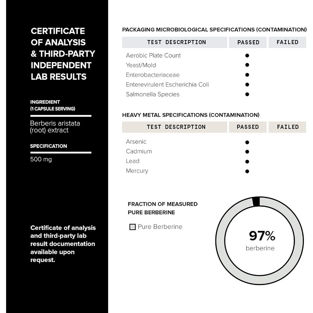 Viên Berberine HCL Giảm Mỡ Máu Cholesterol, Ổn định Đường Huyết, Huyết Áp, Hỗ trợ Tim Mạch - Citrus Bergamot - Toniiq