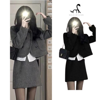 Set dạ N&L Clothing Áo khoác dạ Chân váy ngắn Váy douyin Chân váy chữ a Áo khoác dạ croptop Set dạ tiểu thư S026