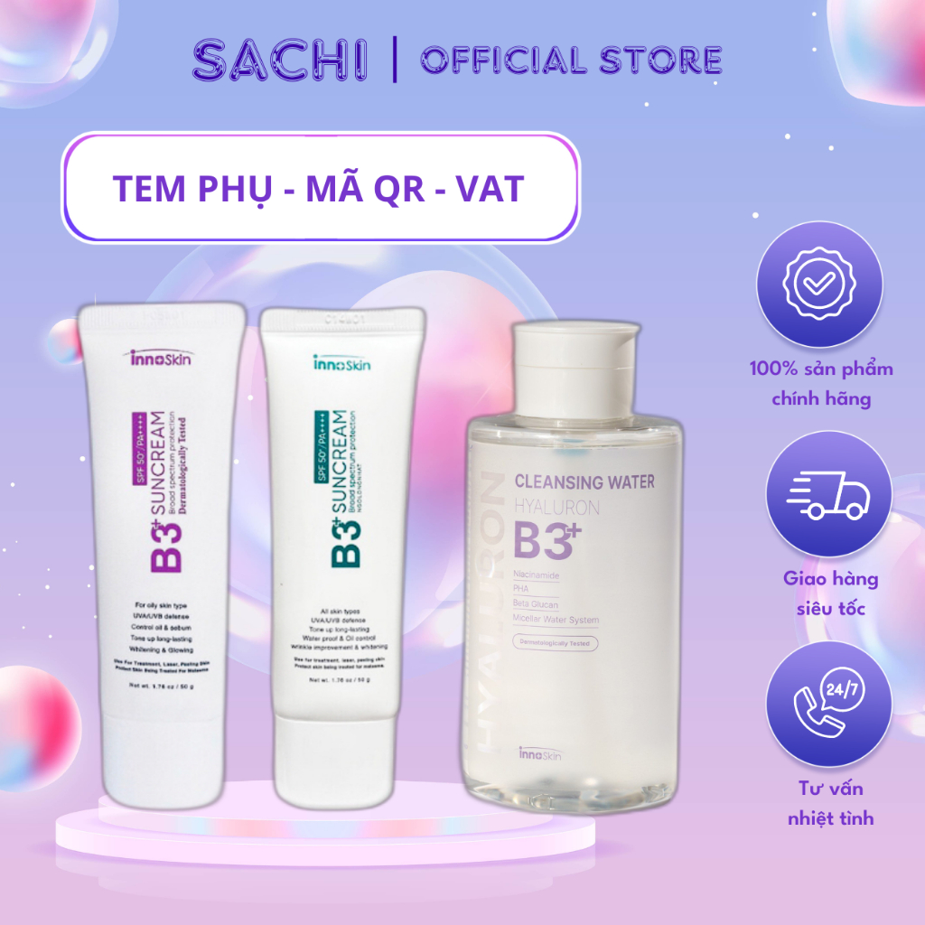 Kem Chống Nắng B3 Innoskin 6 Màng Lọc Và 8 Màng Lọc Giúp Sáng Da Mờ Thâm, Nâng Tone Kiềm Dầu Cực Tốt