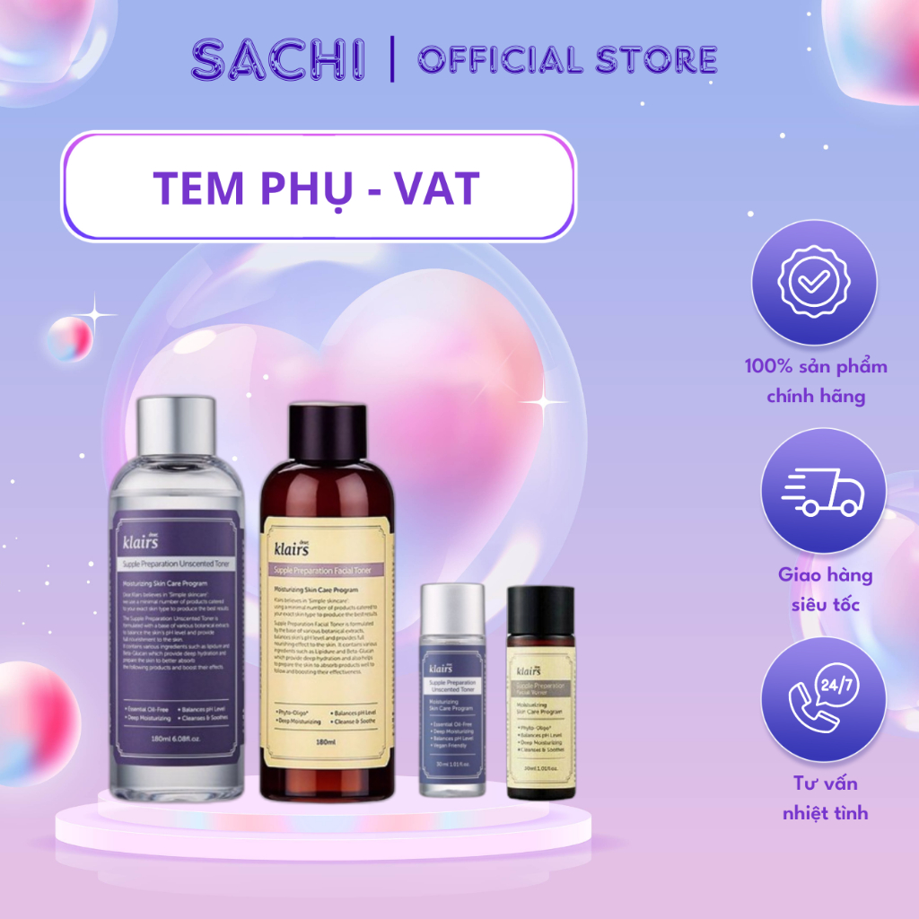 [ Chính Hãng ] Nước Hoa Hồng Không Mùi Dưỡng Ẩm Da Và Làm Mềm Da Klairs Supple Preparation Unscented 180Ml