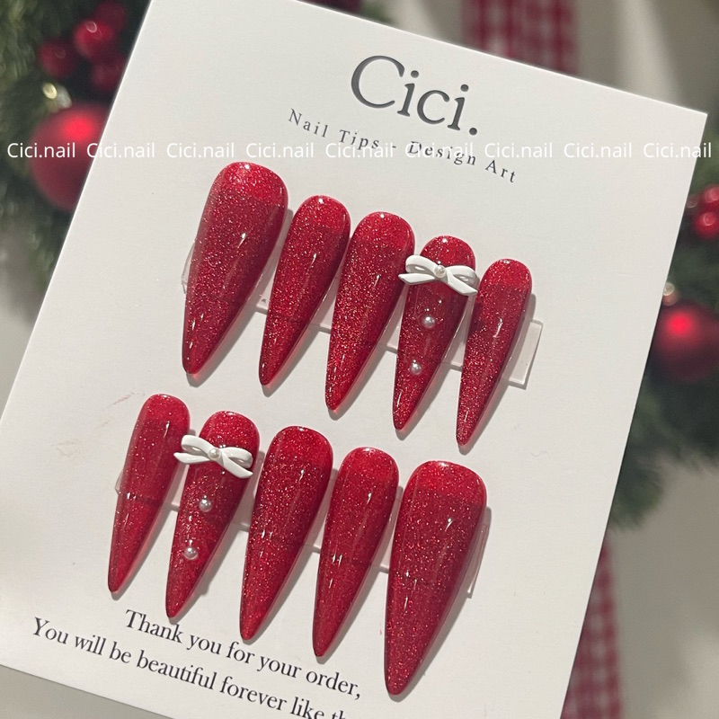 Nailbox Thiết Kế Theo Yêu Cầu Đỏ Mắt Mèo Siêu Sáng Nail Tết Nail Noel Cici.nailbox