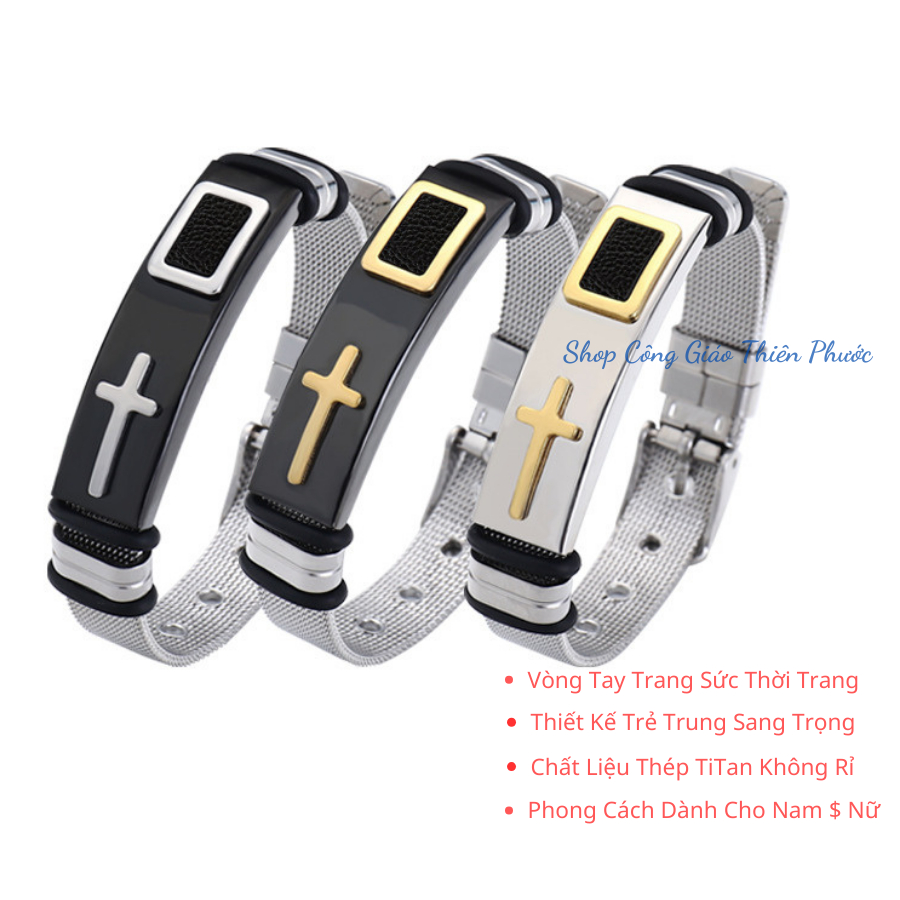 Vòng Tay Công Giáo Nam Nữ - Vòng tay hình chữ thập bằng thép titan không rỉ , thiết kế trẻ trung, phong cách thời trang