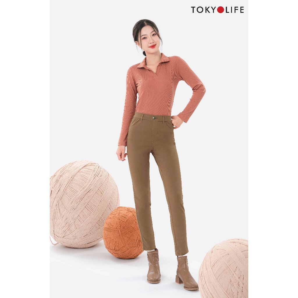 Áo thun len tăm nữ kiểu Polo dài tay dáng ôm TOKYOLIFE C9POL500N