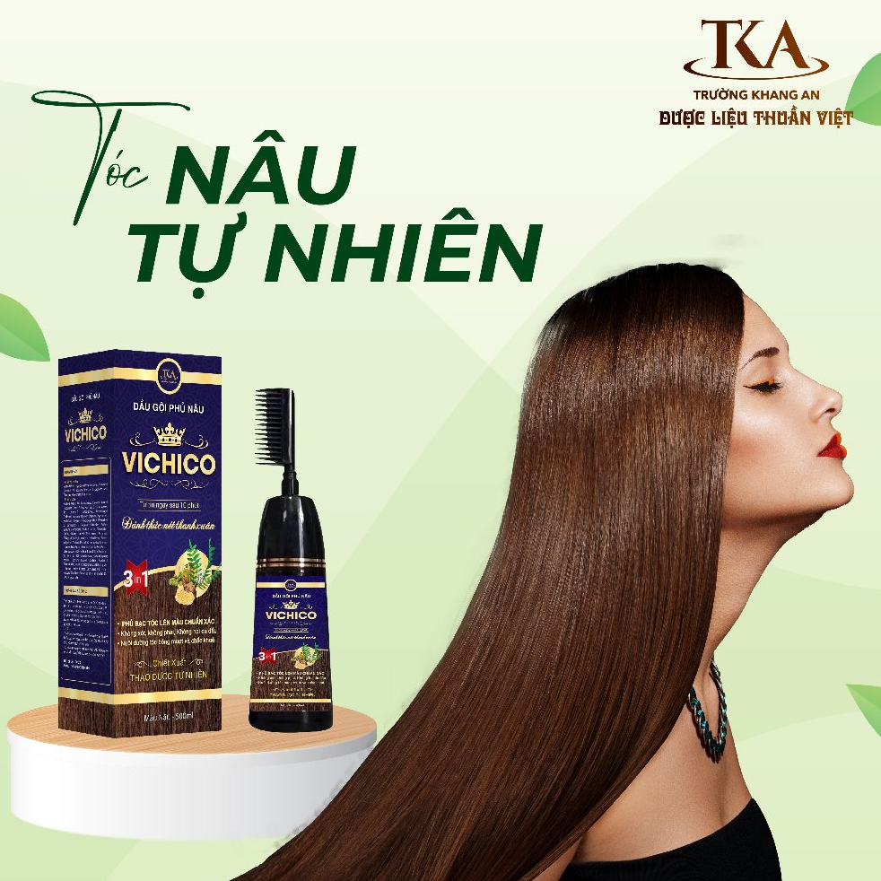 Dầu Gội Đầu Phủ Bạc nhuộm tóc Đen Nâu dầu gội dưỡng tóc VICHICO chai lớn 500ml