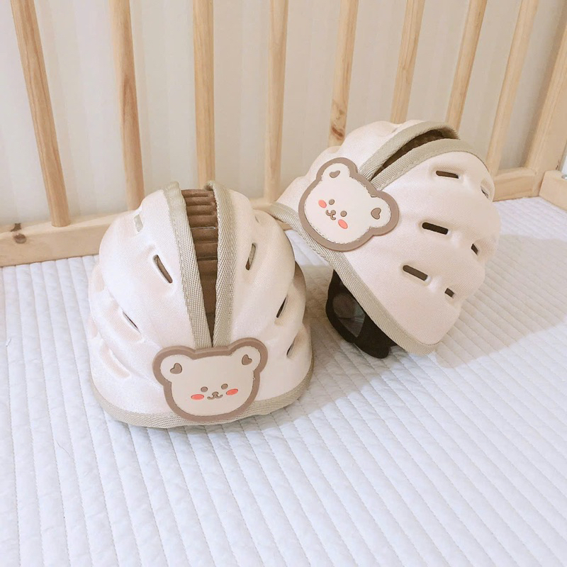 Mũ bảo hộ mũ bảo hiểm mũ bảo vệ đầu thoáng khí an toàn cho bé phong cách Korea hoạ tiết gấu thỏ cute