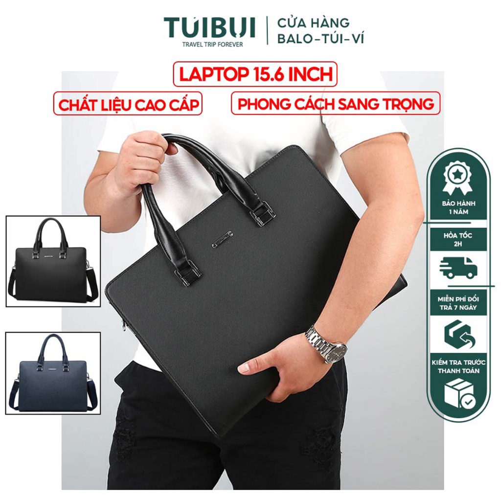 Cặp túi da nam công sở văn phòng, giáo viên, giám đốc  đựng tài liệu A4, máy tính laptop chất liệu vải/da PU chống nước.