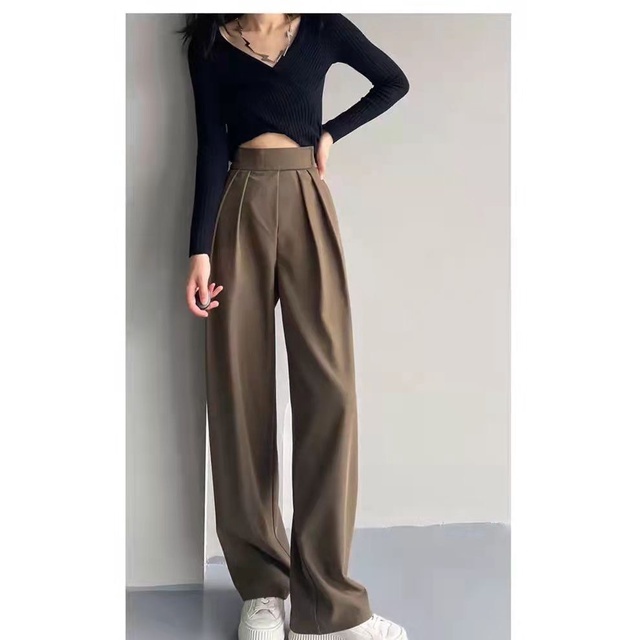 Quần tây ullzang ống rộng lưng cao gài băng dính - Phương Ly Store