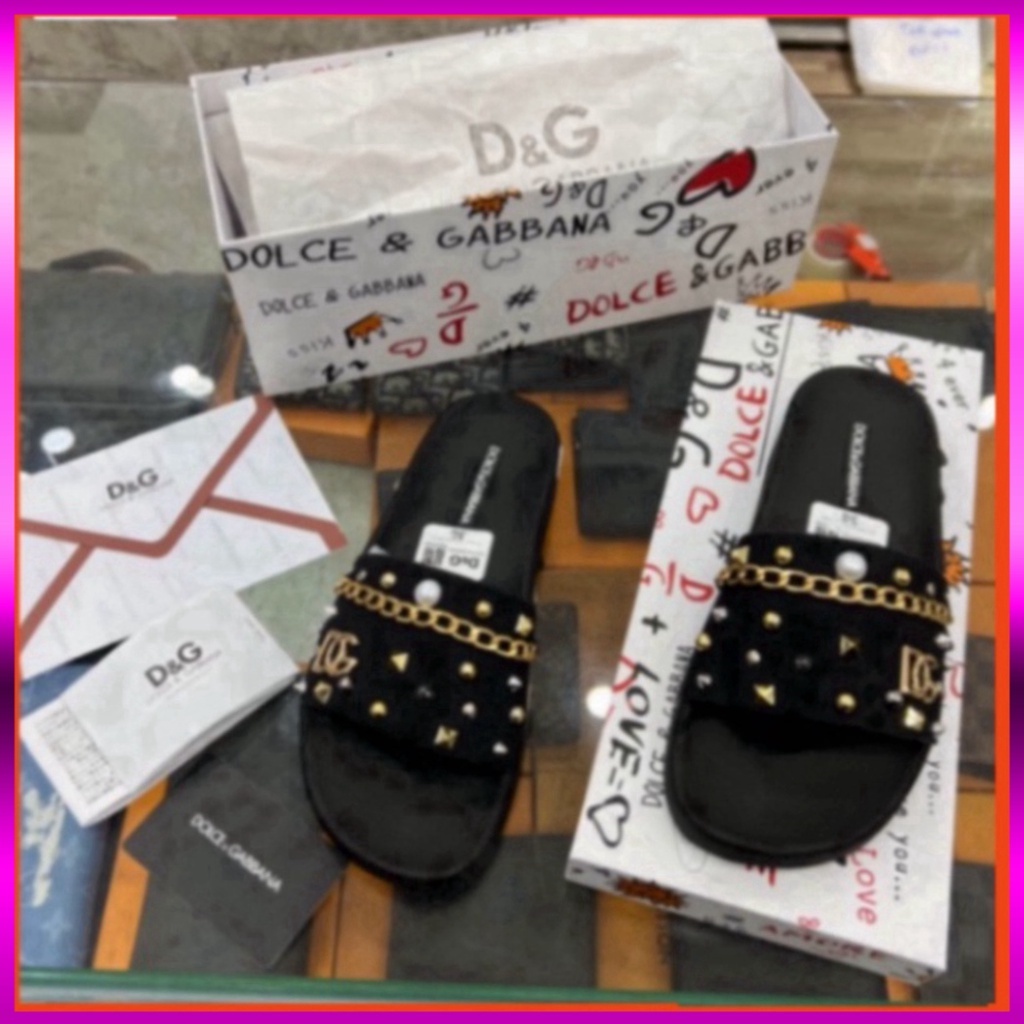 Dép lê nam DG đính đá - Dép lê nam quai cao su đính đá HotTren