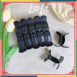 Lố 12 kẹp càng cua 3 răng bầu đen nhám - Loli.phukienthoitrang