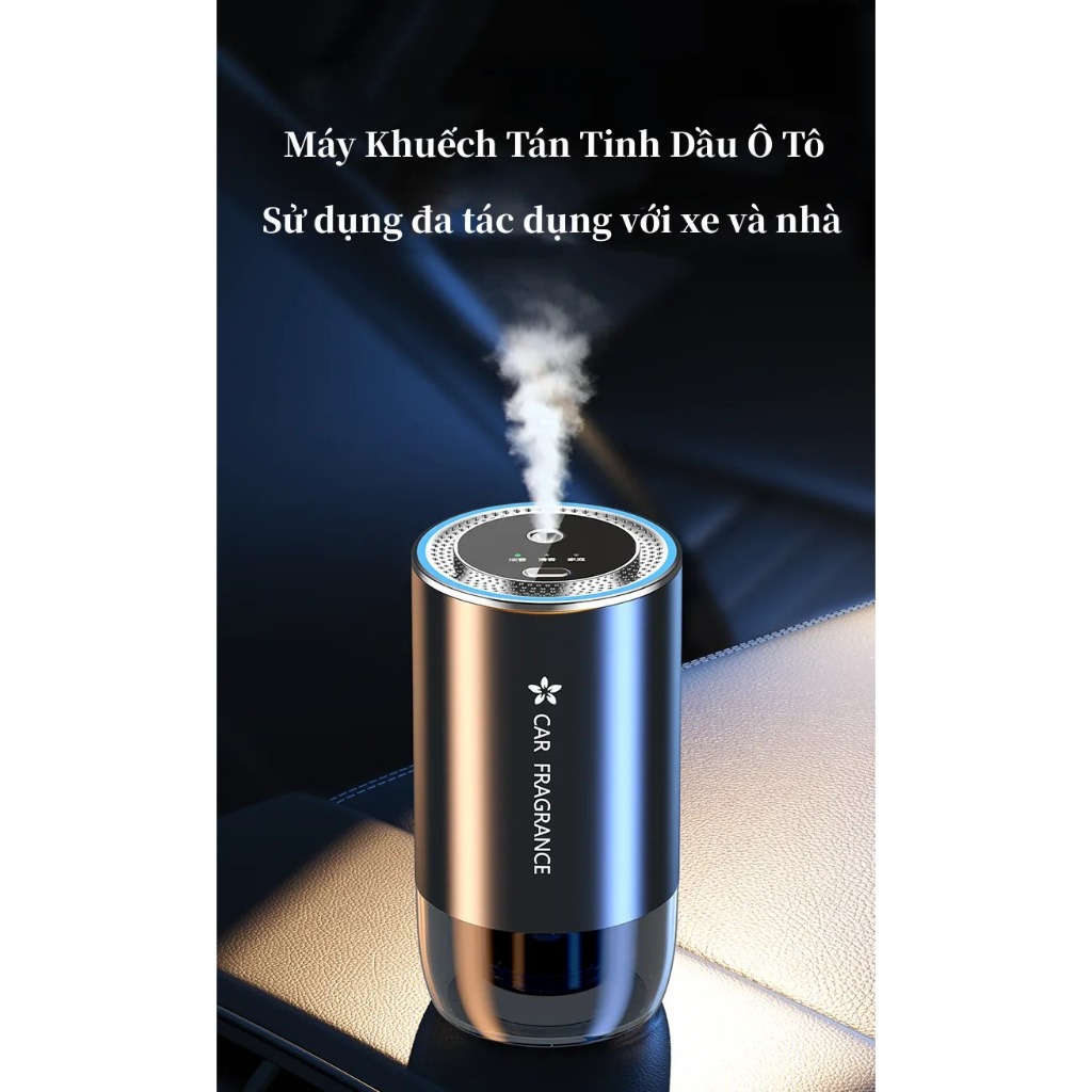 Máy xông tinh dầu trên xe ô tô, có đèn LED hiệu ứng chiếu đèn trần hình sao trời