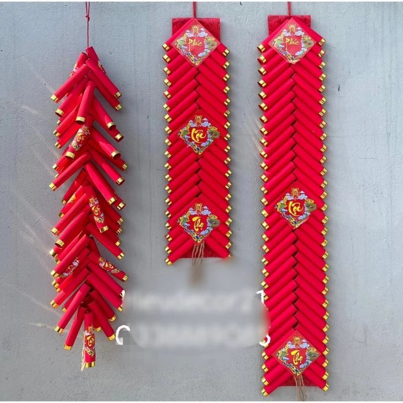 mô hình dây pháo giấy trang trí tết