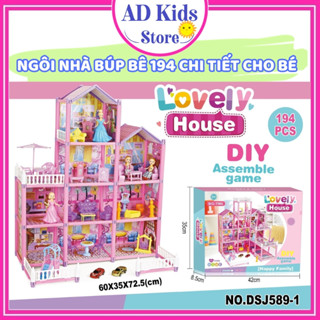 Ngôi nhà búp bê, đồ chơi lắp ráp mô hình biệt thự lâu đài công chúa 4 tầng 194 chi tiết cho bé - AD KIDS STORE