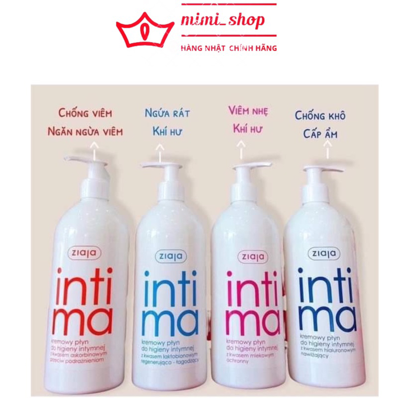 Dung dịch vệ sinh phụ nữ Intima Ziaja 200ml - 500ml hết ngứa rát khí hư dưỡng ẩm, gel nước phụ khoa