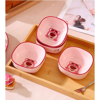 Chén chấm vuông, Chén đựng gia vị - Bằng Sứ cao cấp Hình Gấu Dâu Lotso Dễ Thương