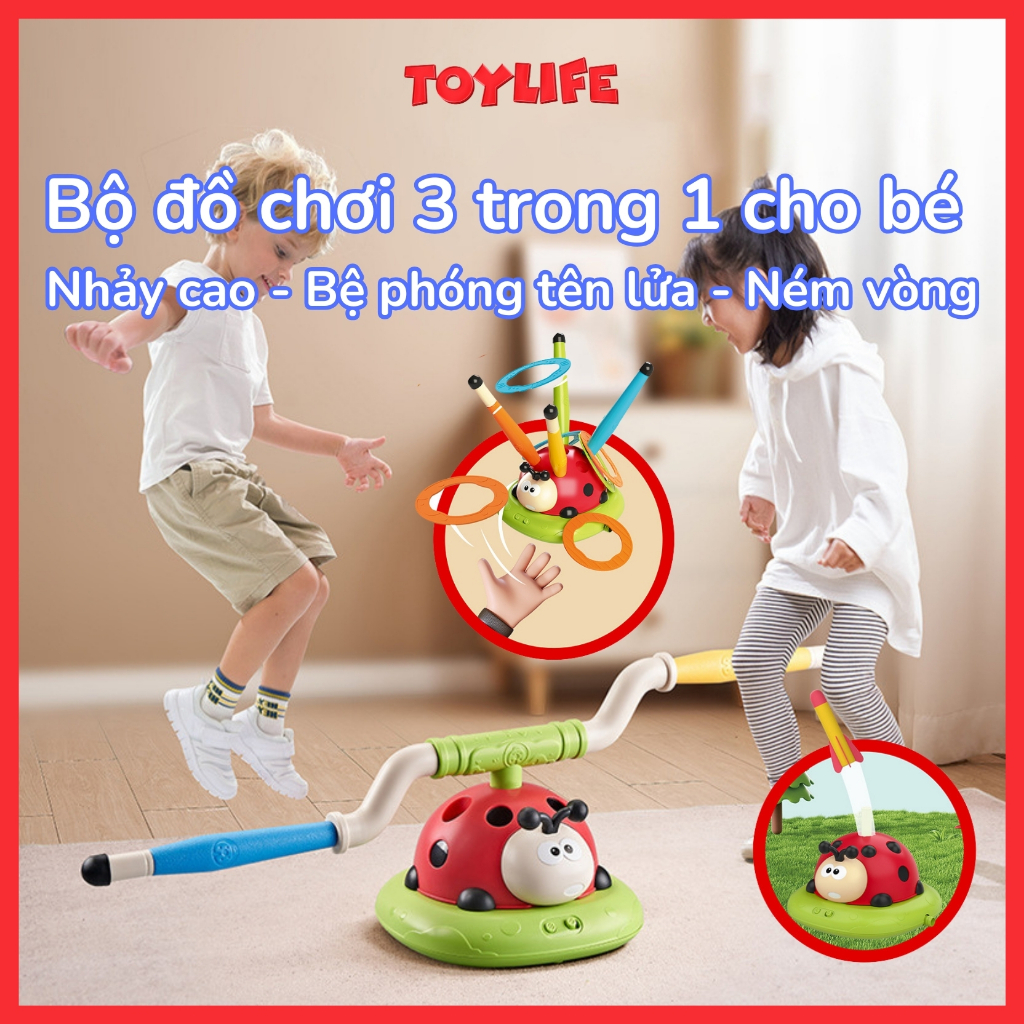 Bộ đồ chơi vận động đa năng kèm điều khiển hình bọ rùa cho bé đồ chơi nhảy cao ném vòng trẻ em TOYLI