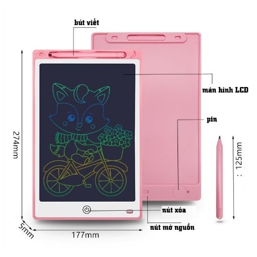 Bảng viết thông minh, bảng vẽ điện tử tự xóa nhiều kích thước từ 8.5 đến 16 inch cho bé