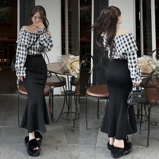 Chân váy midi dáng dài đuôi cá xoè nhẹ siêu tôn eo