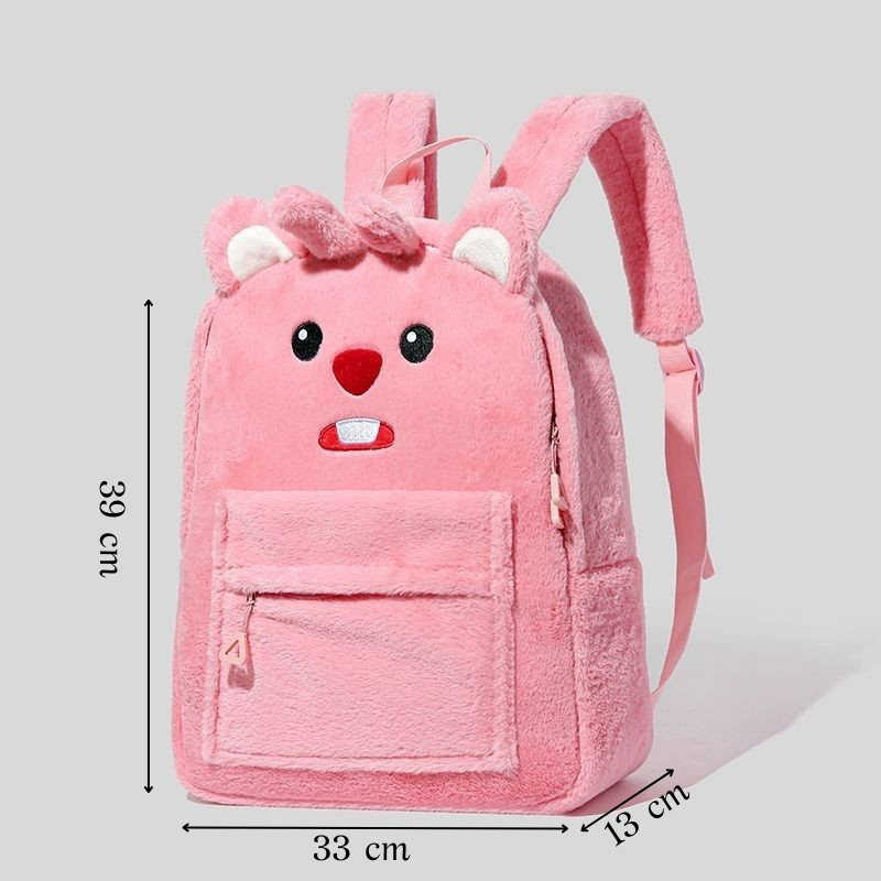 Balo Loopy size lớn chất lông siêu mền mịn, Balo đeo vai đi học Hải Ly dễ thương _ TingTing