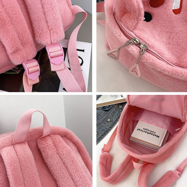 Balo Loopy size lớn chất lông siêu mền mịn, Balo đeo vai đi học Hải Ly dễ thương _ TingTing