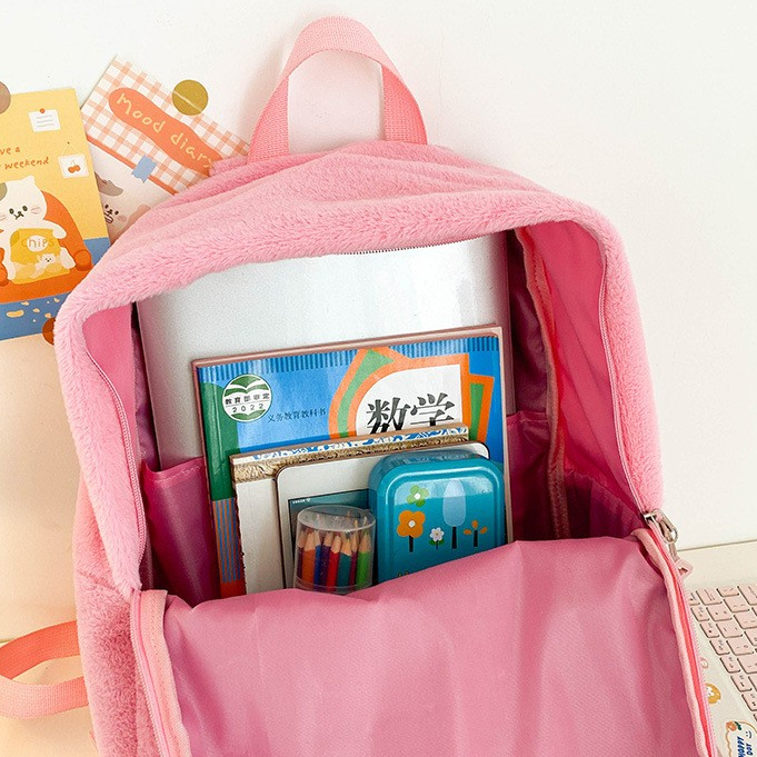 Balo Loopy size lớn chất lông siêu mền mịn, Balo đeo vai đi học Hải Ly dễ thương _ TingTing