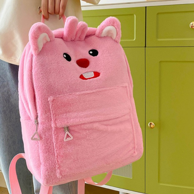 Balo Loopy size lớn chất lông siêu mền mịn, Balo đeo vai đi học Hải Ly dễ thương _ TingTing