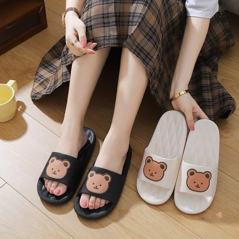 Dép Đi Trong Nhà Nhập Khẩu Quai Ngang Cute Gấu Chống Trượt Họa Tiết Hoạt Hình Dễ Thương Cho Nữ Siêu Hot 2023