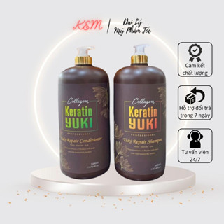  Cặp Dầu Gội Xả Collagen Keratin YUKI 2000ML | Giảm Rụng Tóc Kích Mọc Tóc Phục Hồi Tóc Hư Tổn Mềm mượt 