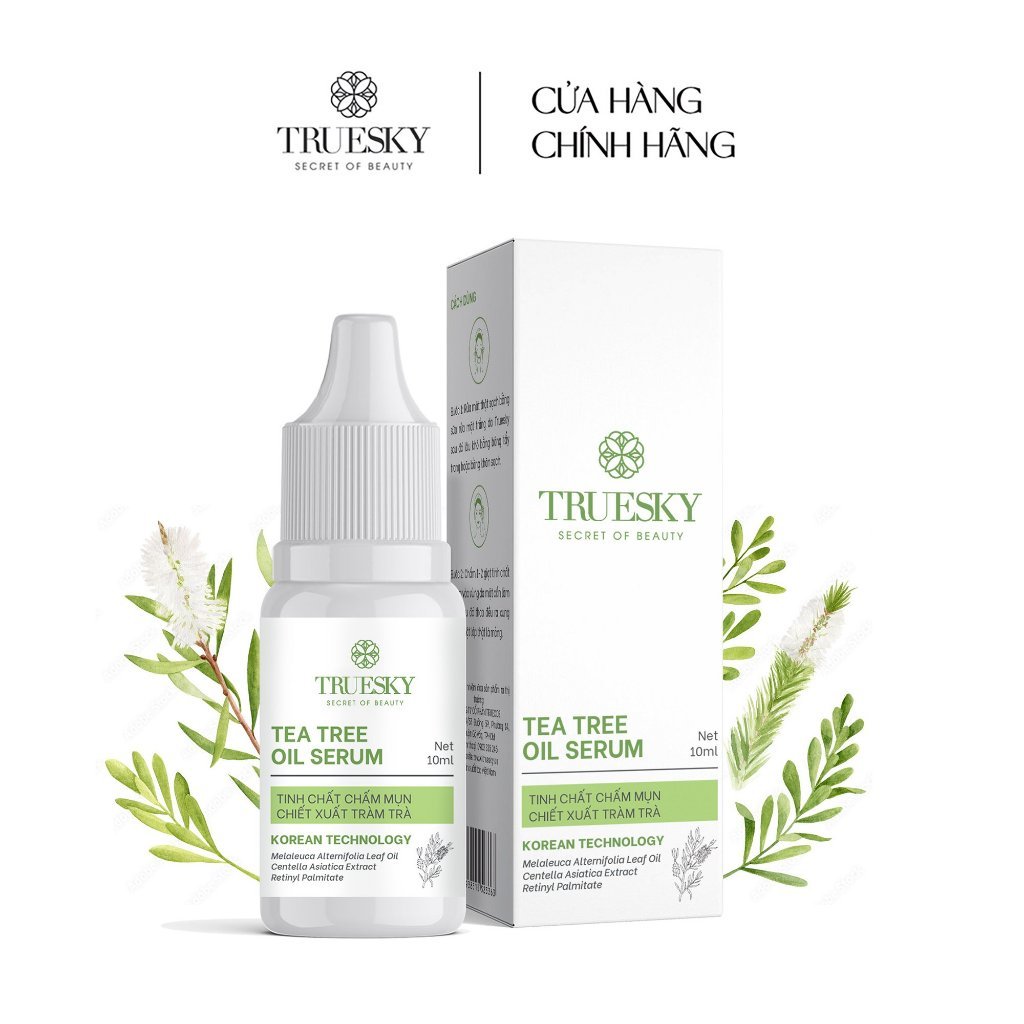 Bộ sản phẩm dành cho da mụn Truesky gồm 1 tinh chất chấm mụn tràm trà 10ml + 1 gel rửa mặt ngừa mụn rau má 50g