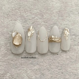 Nailbox Thiết Kế Form Tròn Nhọn Sơn Top Lì Gel Nổi H044 Hoalinh.Nailbox