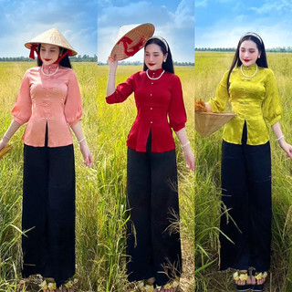 Set lam tay lỡ nút bính xẻ tà sang trọng- Set lam đi chùa, đi lễ