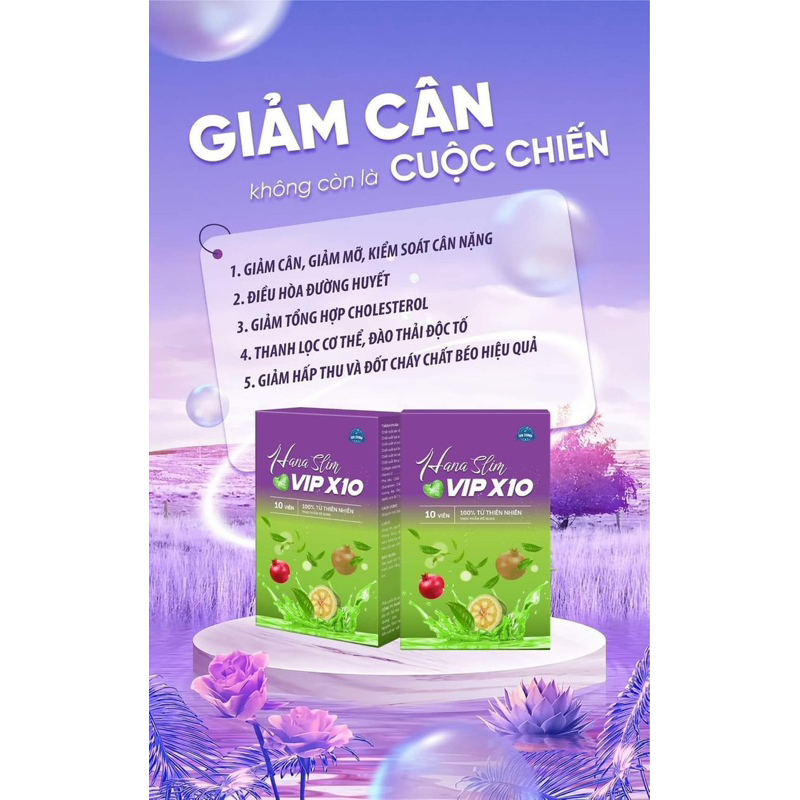 Kẹo Giảm Cân Vip Hana Slim Vip X10 -Vua Giảm Cân ,Giảm Mỡ