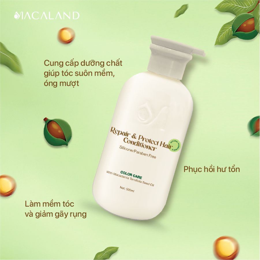 Combo Dầu gội và Dầu xả giữ màu tóc nhuộm MACALAND 500ml dưỡng tóc mềm mượt chắc khỏe, phục hồi hư tổn