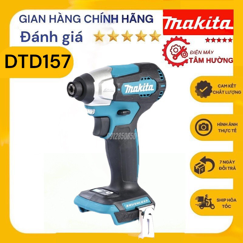 Máy vặn vít pin 18v Makita DTD157 - Thân máy chính hãng tách bộ